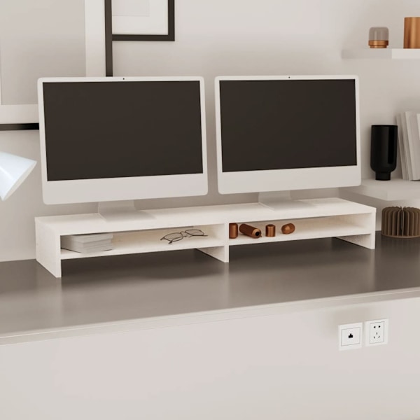 vidaXL Skärmställ vit 100x24x13 cm massiv furu Vit