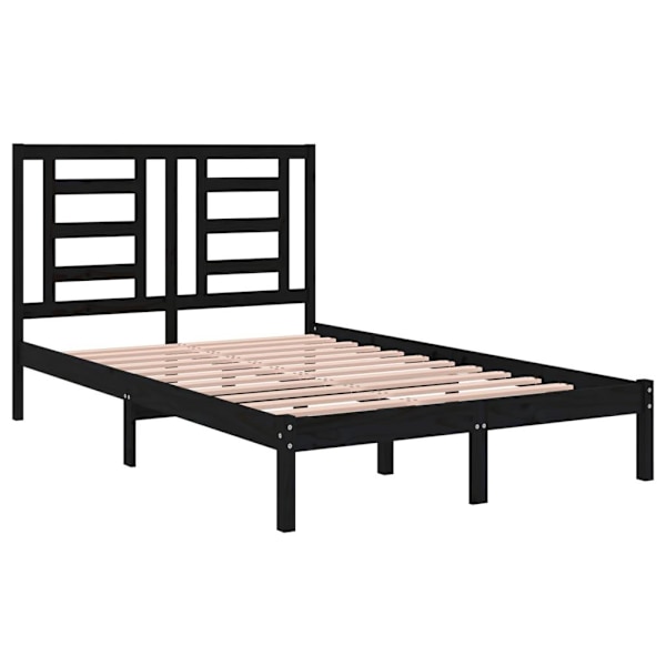 vidaXL Sängram svart massiv furu 120x200 cm Svart