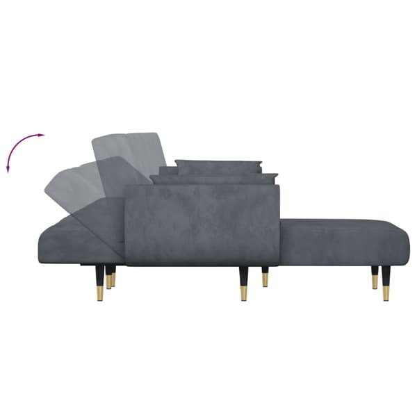 vidaXL L-formad bäddsoffa mörkgrå 275x140x70 cm sammet Grå