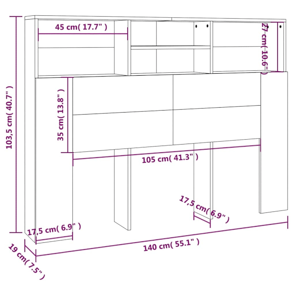 vidaXL Sänggavel med förvaring vit 140x19x103,5 cm Vit