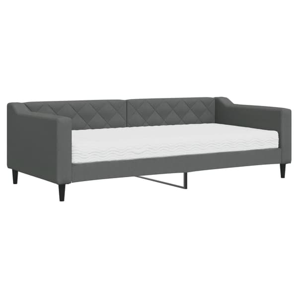 vidaXL Dagbädd med madrass mörkgrå 90x200 cm tyg Grå