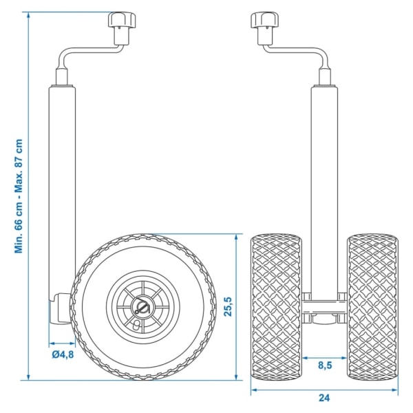 ProPlus Dubbelt stödhjul för släpvagn med plastfälg 26 x 8,5 cm 341508