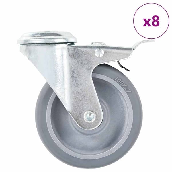 vidaXL Länkhjul med bulthål 8 st 100 mm