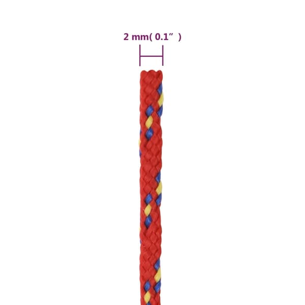 vidaXL Båtlina röd 2 mm 25 m polypropen