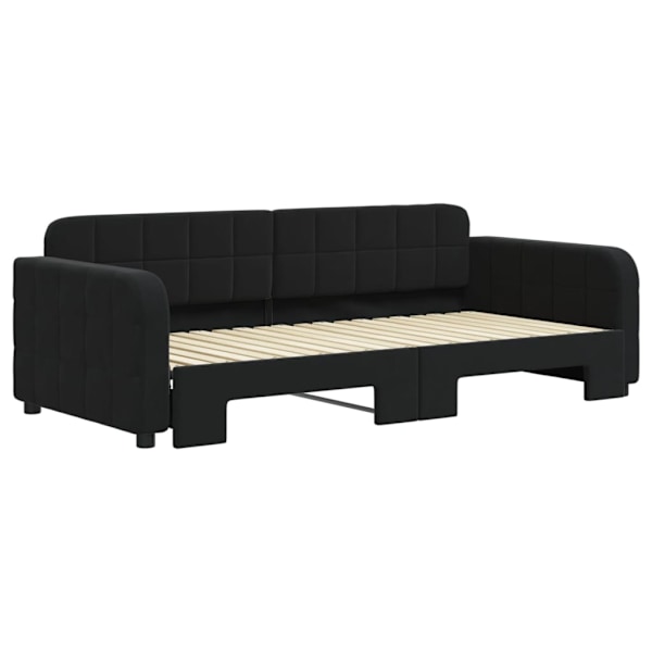 vidaXL Dagbädd utdragbar svart 90x190 cm sammet Svart
