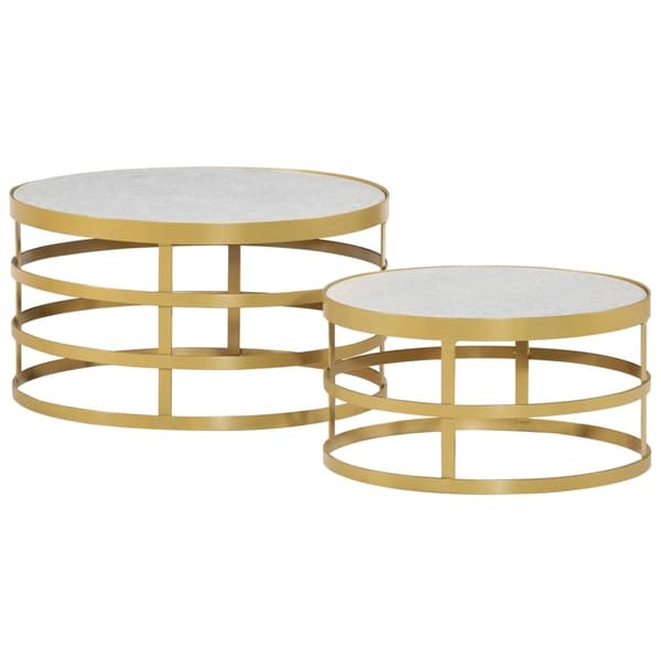 vidaXL Soffbord 2 st marmor mässing och vit Guld