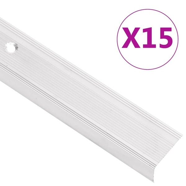 vidaXL Trappnäsor i L-form 15 st aluminium 90 cm silver Silver