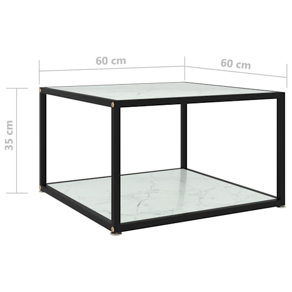 vidaXL Soffbord vit 60x60x35 cm härdat glas Vit