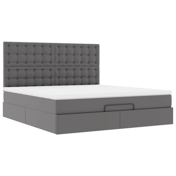 vidaXL Ottoman sängram med madrass grå 160x200 cm konstläder Grå