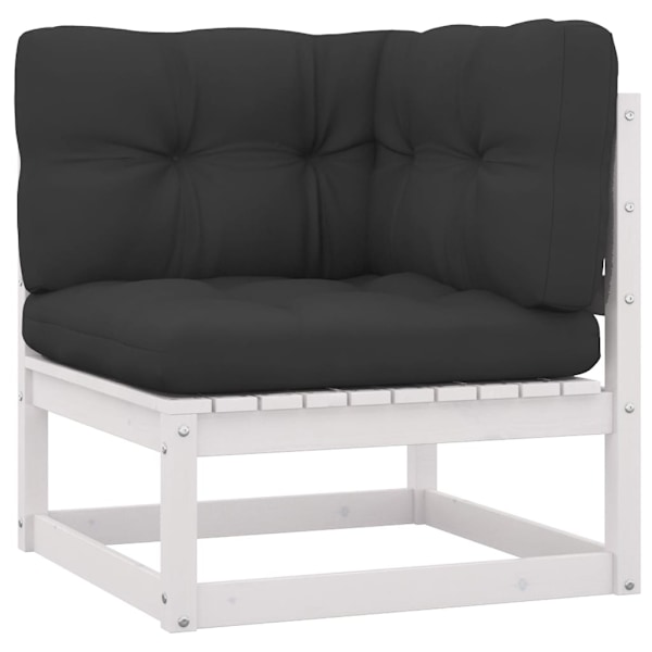 vidaXL Loungegrupp med dynor 4 delar massiv furu Vit
