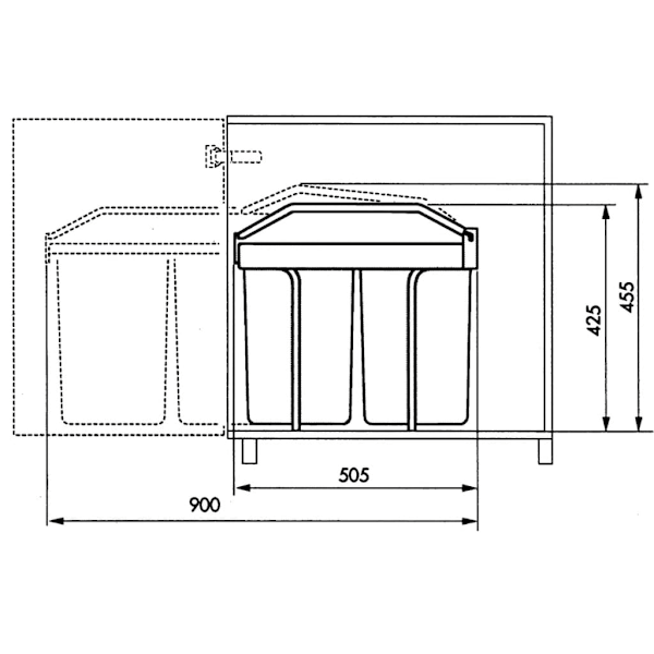 Hailo Sophink för skåp Multi-Box Duo strl L 2x14 L gräddvit 3659-001 Creme