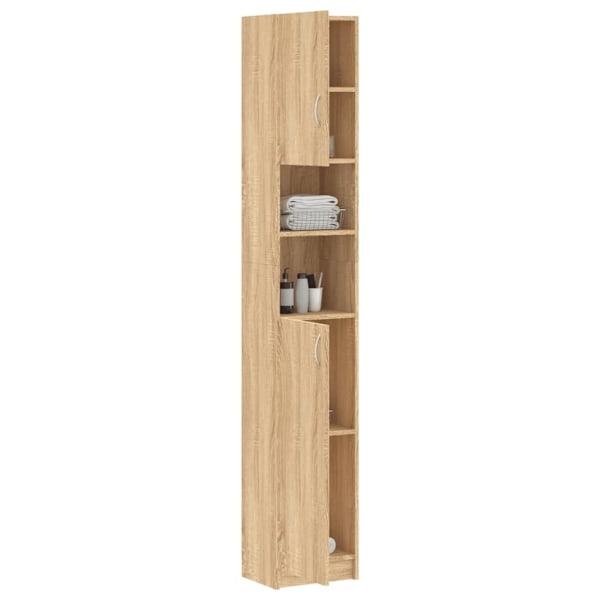 vidaXL Badrumsskåp sonoma-ek 32x25,5x190 cm konstruerat trä Brun