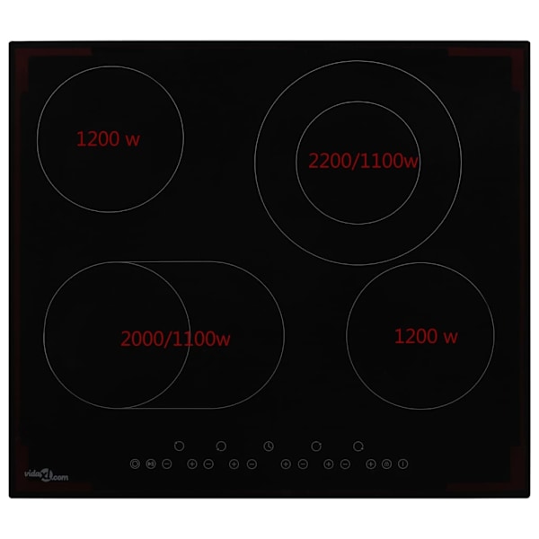 vidaXL Keramikhäll med 4 plattor touchkontroll 6600 W Svart