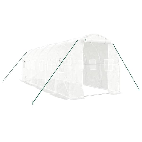 vidaXL Växthus med stålram vit 12 m² 6x2x2 m Vit