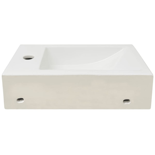 vidaXL Handfat med kranhål rektangulär keramisk vit 46x25,5x12 cm Vit
