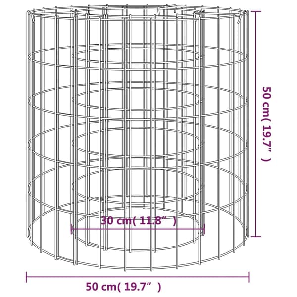 vidaXL Gabion för eldstad Ø 50 cm galvaniserat järn Silver