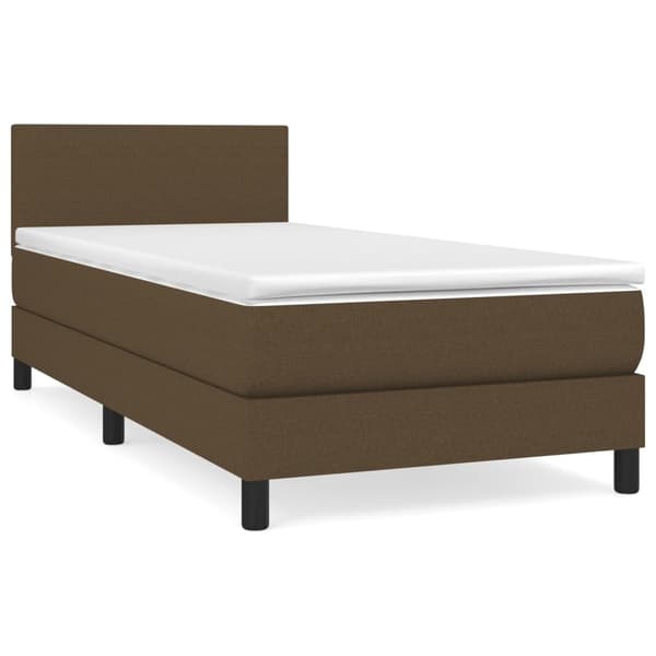 vidaXL Ramsäng med madrass mörkbrun 90x190 cm tyg Brun