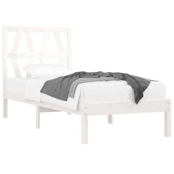 vidaXL Sängram vit massiv furu 100x200 cm enkelsäng Vit