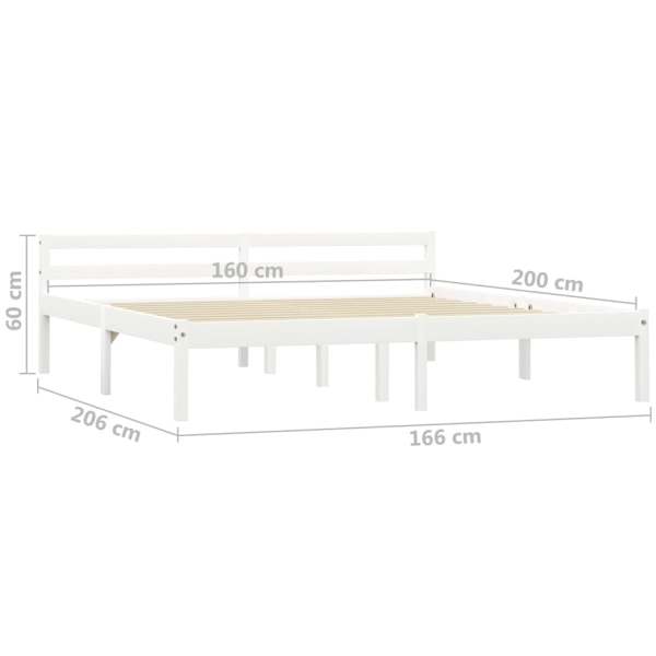 vidaXL Sängram vit massiv furu 160x200 cm Vit