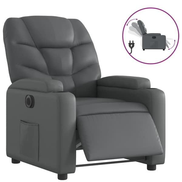 vidaXL Elektrisk reclinerfåtölj grå konstläder Grå