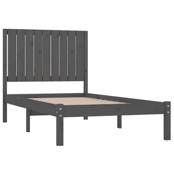 vidaXL Sängram grå massiv furu 90x200 cm Grå