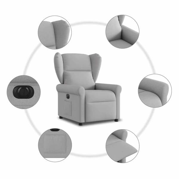 vidaXL Elektrisk reclinerfåtölj molngrå tyg Grå