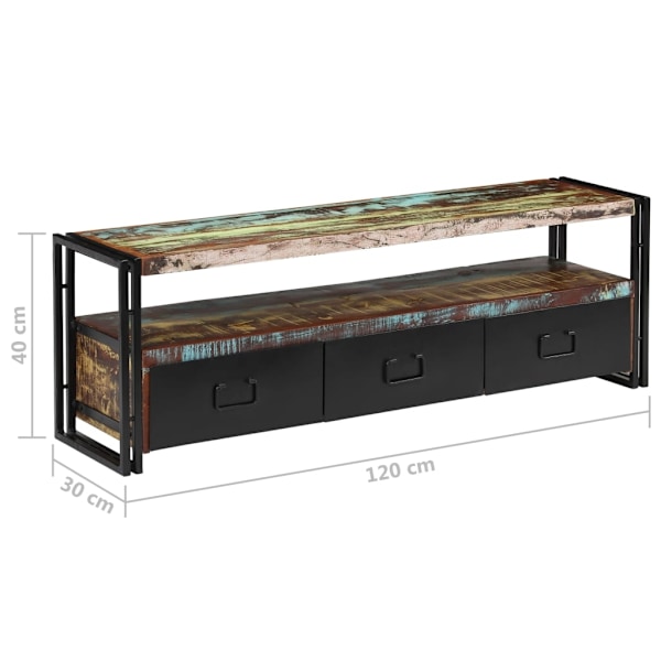 vidaXL TV-bänk massivt återvunnet trä 120x30x40 cm multifärg