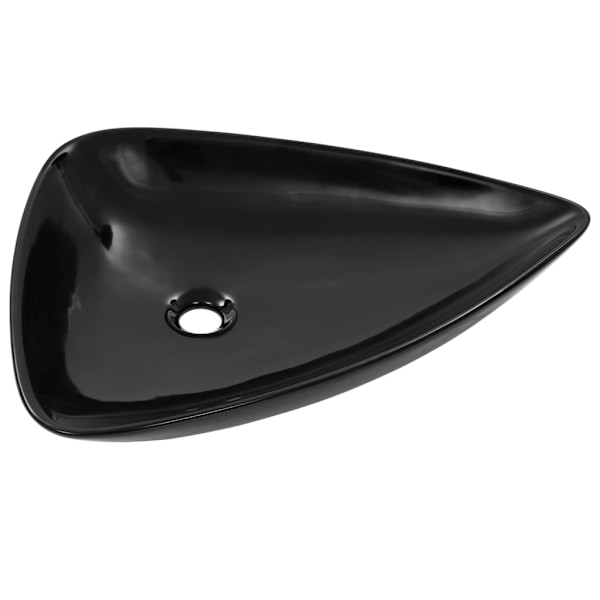 vidaXL Handfat i keramik trekantigt 645x455x115 mm svart Svart