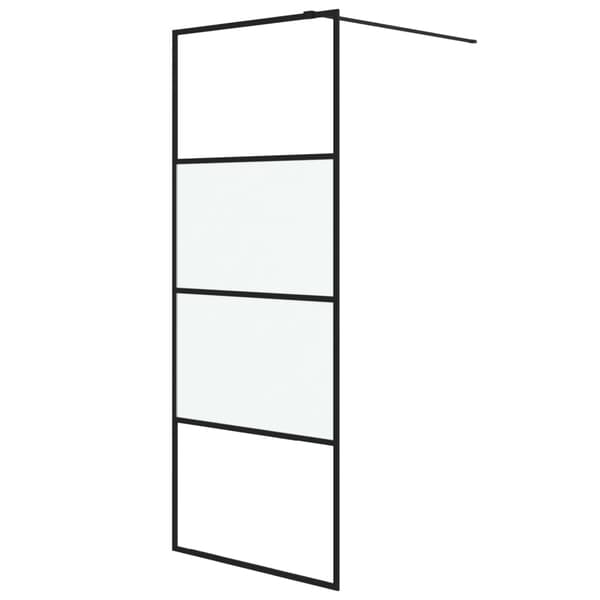 vidaXL Duschvägg svart 80x195 cm halvfrostat ESG-glas art