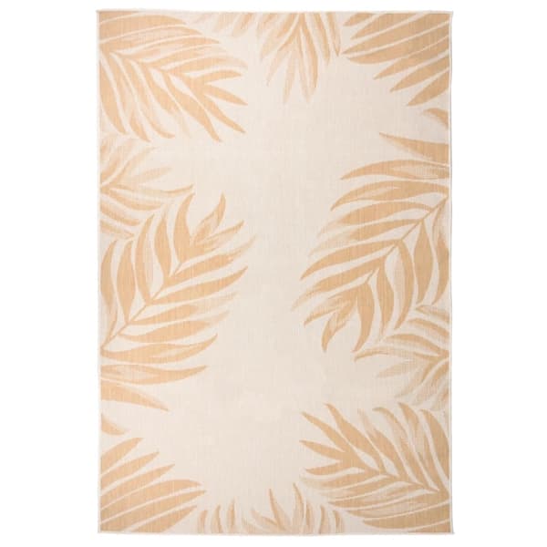 vidaXL Utomhusmatta plattvävd 160x230 cm bladmönstrad Gul