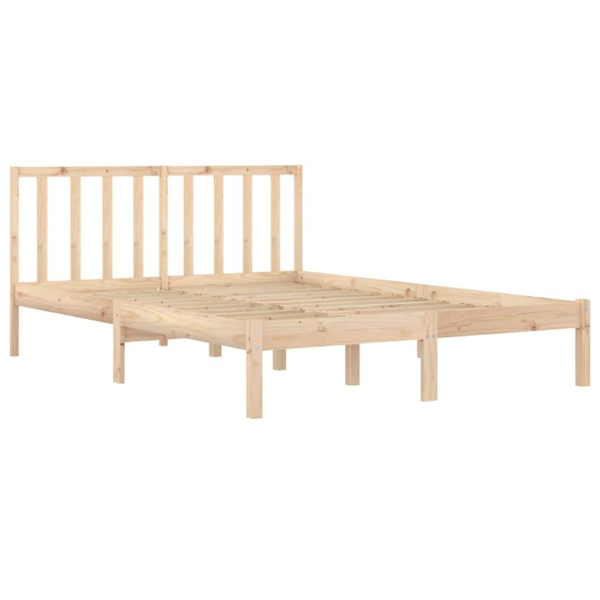 vidaXL Sängram massiv furu 135x190 cm Brun