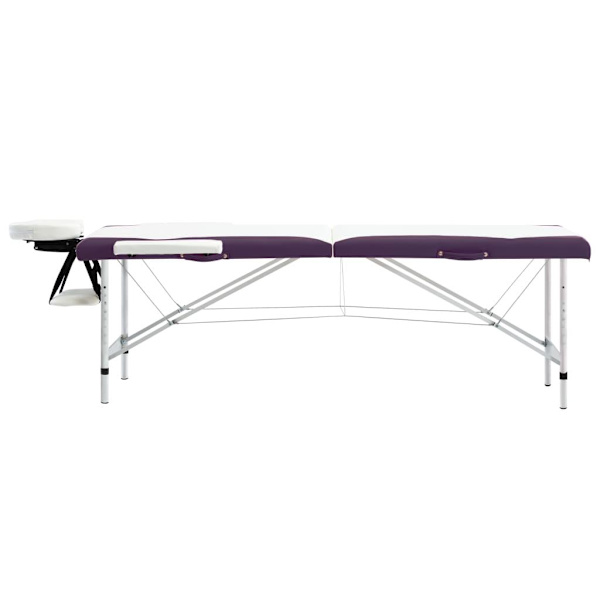 vidaXL Hopfällbar massagebänk 2 sektioner aluminium vit och lila Vit