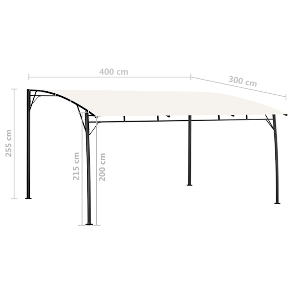 vidaXL Paviljong 4x3x2,55 m gräddvit Creme