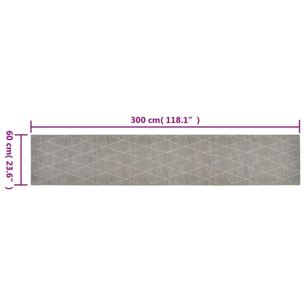 vidaXL Köksmatta maskintvättbar romb 60x300 cm sammet Grå
