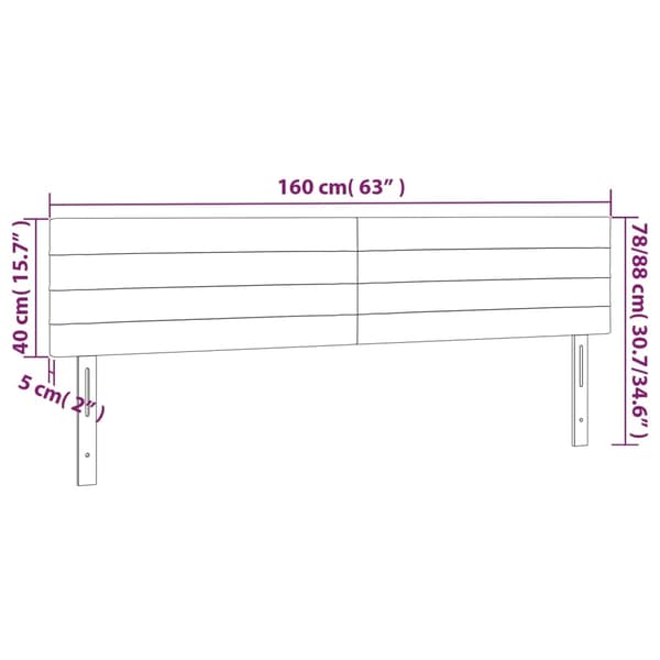 vidaXL Sänggavel LED mörkgrå 160x5x78/88 cm tyg Grå