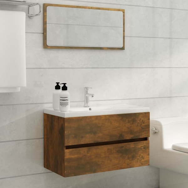 vidaXL Handfatsskåp rökfärgad ek 80x38,5x45 cm konstruerat trä Brun