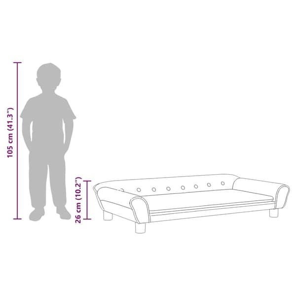 vidaXL Barnsoffa ljusgrå 100x50x26 cm sammet Grå