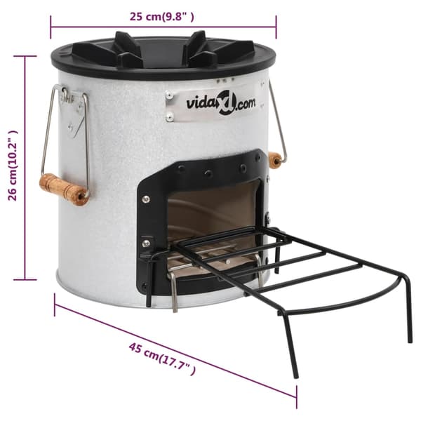 vidaXL Vedeldad campingspis silver 45x25x26 cm stål Silver