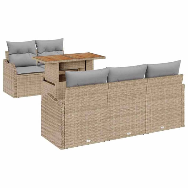 vidaXL Trädgårdsoffset 6 st Beige och Ljusgrå konstrotting Beige