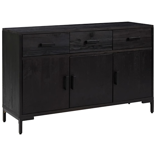vidaXL Skänk svart 110x35x70 cm massiv furu Svart