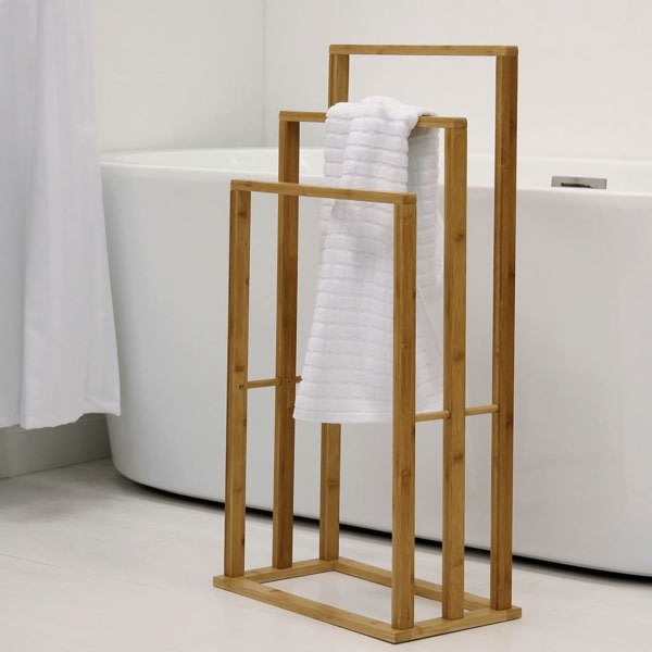 Bathroom Solutions Handdukshängare bambu med 3 stänger Brun
