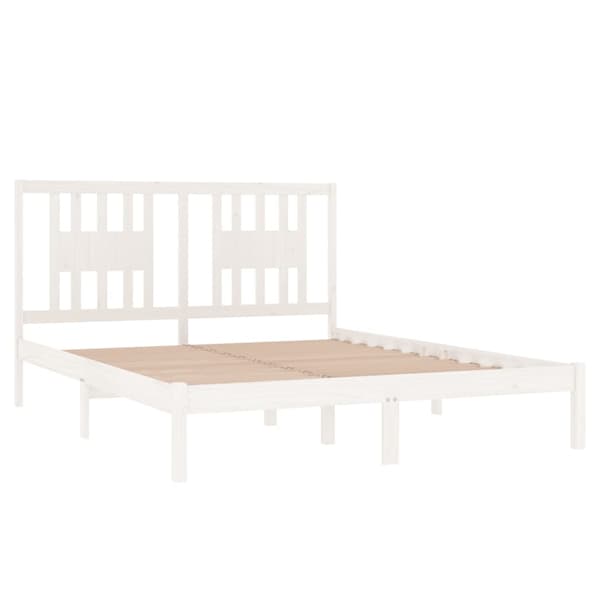 vidaXL Sängram vit massiv furu 140x200 cm Vit