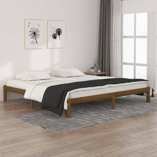 vidaXL Sängram honungsbrun massiv furu 200x200 cm Brun