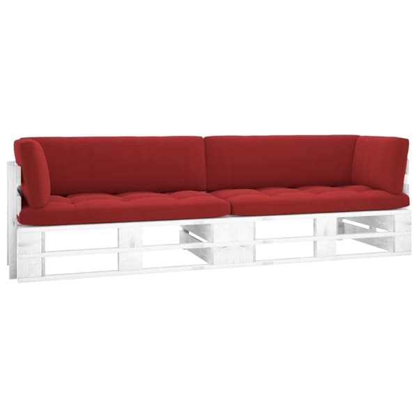 vidaXL Pallsoffa 2-sits med dynor vit impregnerad furu Vit
