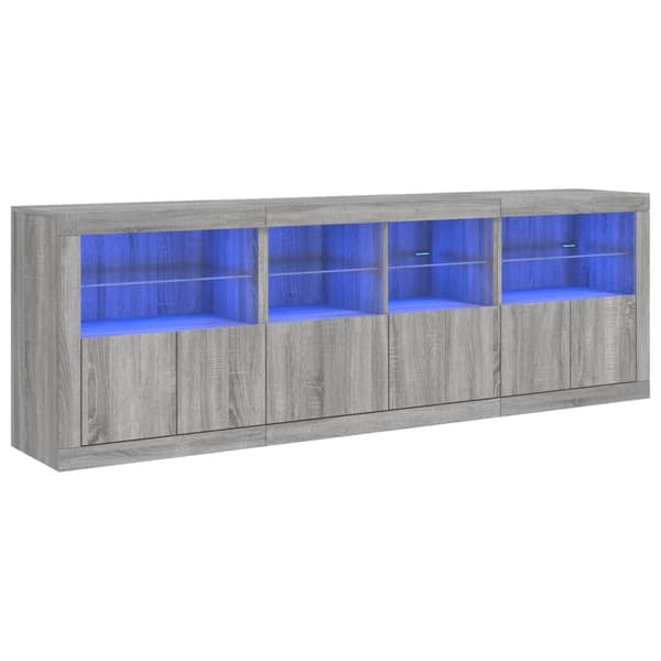 vidaXL Skänk med LED-belysning grå sonoma 202x37x67 cm Grå