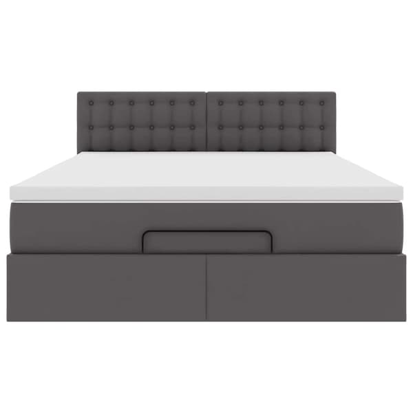 vidaXL Ottoman sängram med madrass grå 140x190 cm konstläder Grå