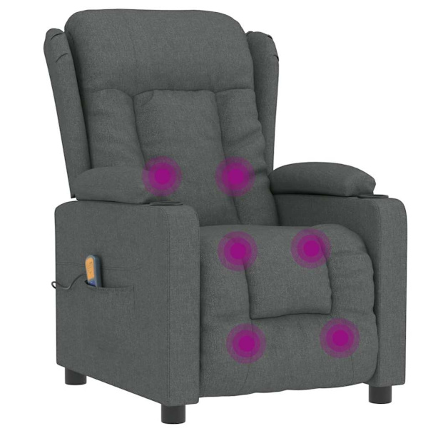 vidaXL Massagefåtölj mörkgrå tyg grå