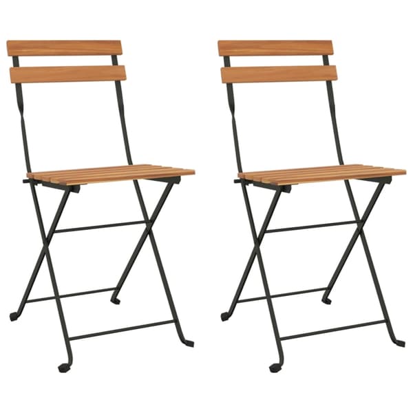 vidaXL Hopfällbara stolar 2 st massivt trä teak och stål Brun
