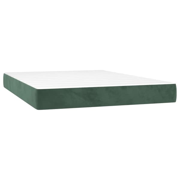 vidaXL Ramsäng med madrass & LED mörkgrön 140x200 cm sammet Grön