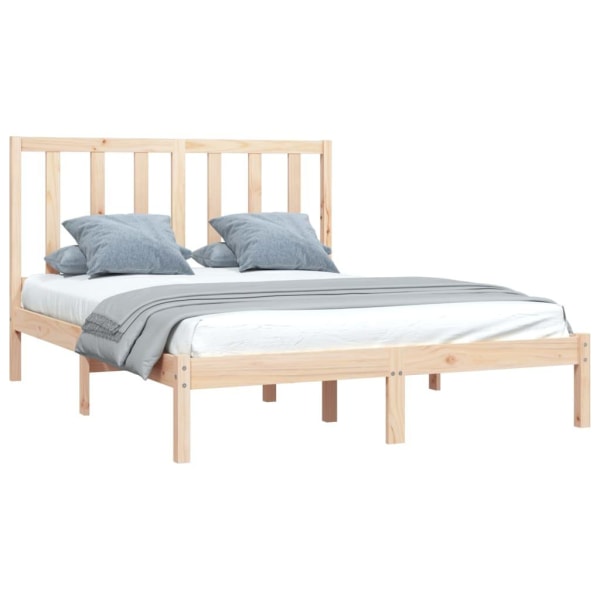 vidaXL Sängram massiv furu 150x200 cm Brun